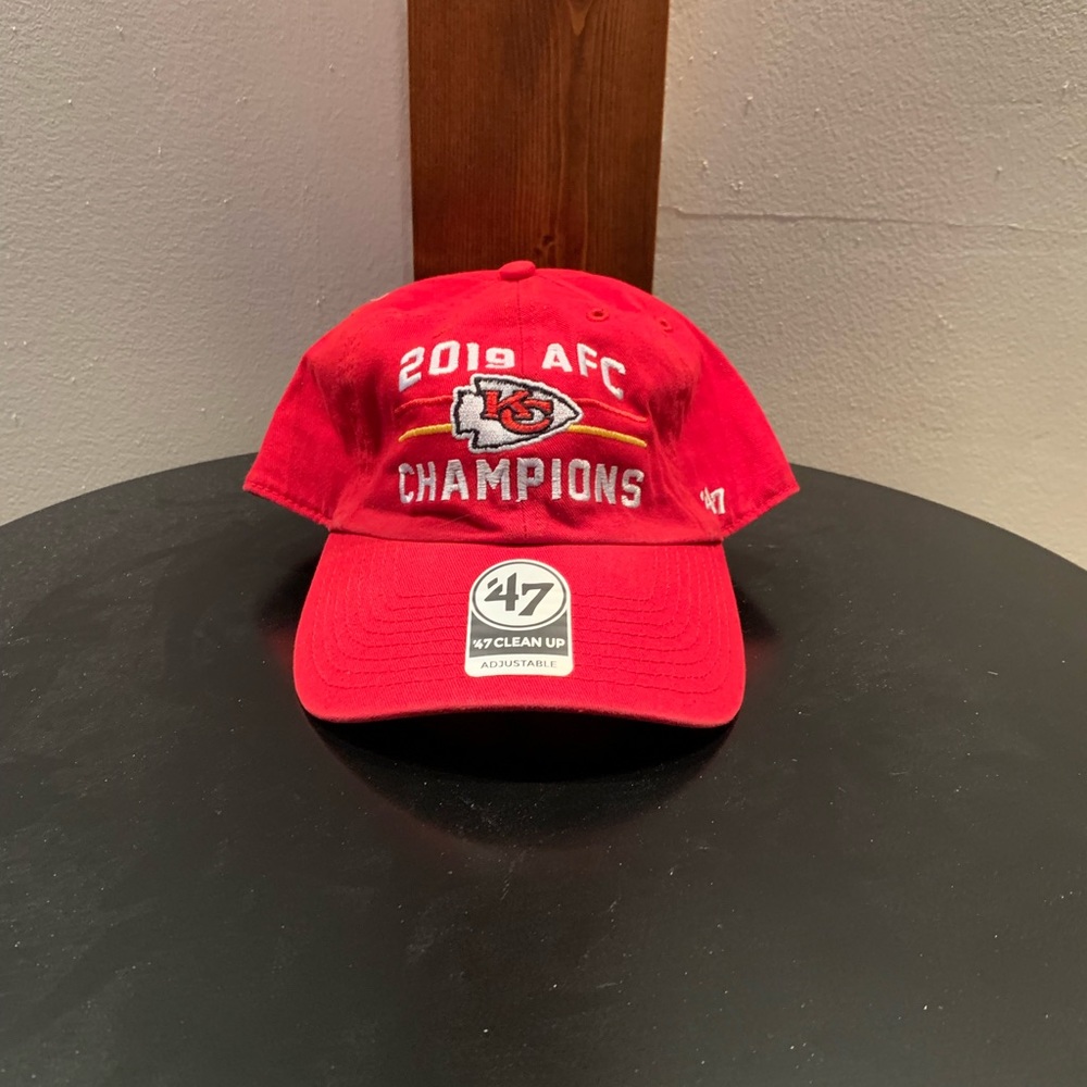 NWT, ‘47 brand, KC Chiefs 2019 AFC Champions hat, adjustable, never worn.